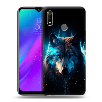 Силиконовый чехол на Realme 3 с принтом Волк ночной Силиконовый чехол на Realme 3 с принтом Волк ночной