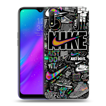 Силиконовый чехол на Realme 3 с принтом Найк