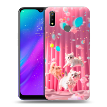 Силиконовый чехол на Realme 3 с принтом милые котики Силиконовый чехол на Realme 3 с принтом милые котики