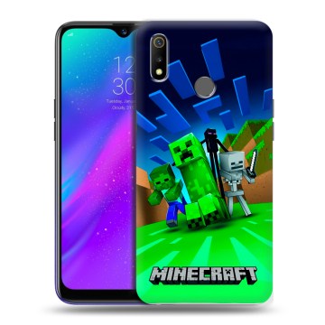 Силиконовый чехол на Realme 3 с принтом Майнкрафт