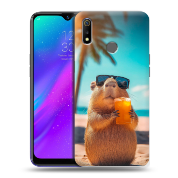 Силиконовый чехол на Realme 3 с принтом Капибара Силиконовый чехол на Realme 3 с принтом Капибара