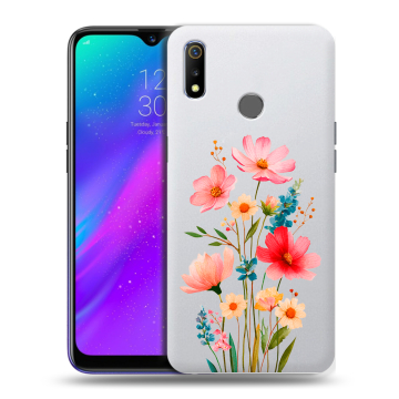 Силиконовый чехол на Realme 3 с принтом Цветы Силиконовый чехол на Realme 3 с принтом Цветы