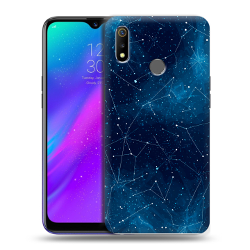 Силиконовый чехол на Realme 3 с принтом Космос звезды Силиконовый чехол на Realme 3 с принтом Космос звезды