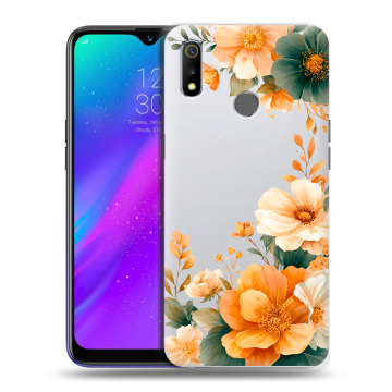 Силиконовый чехол на Realme 3 с принтом Цветы принт Силиконовый чехол на Realme 3 с принтом Цветы принт