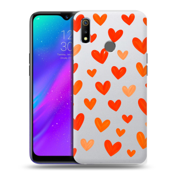 Силиконовый чехол на Realme 3 с принтом Сердечки Силиконовый чехол на Realme 3 с принтом Сердечки