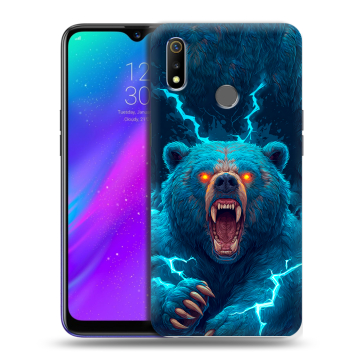 Силиконовый чехол на Realme 3 с принтом Медведь Силиконовый чехол на Realme 3 с принтом Медведь