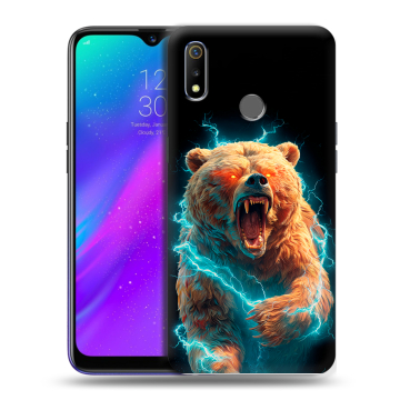 Силиконовый чехол на Realme 3 с принтом Медведь Силиконовый чехол на Realme 3 с принтом Медведь