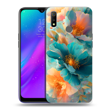 Силиконовый чехол на Realme 3 с принтом Цветы Силиконовый чехол на Realme 3 с принтом Цветы
