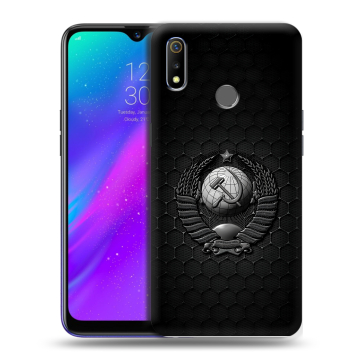 Силиконовый чехол на Realme 3 с принтом Герб Флаг СССР Силиконовый чехол на Realme 3 с принтом Герб Флаг СССР
