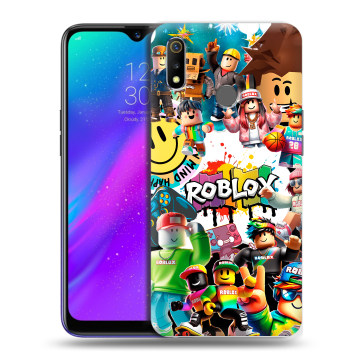 Силиконовый чехол на Realme 3 с принтом Roblox Роблокс
