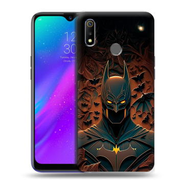 Силиконовый чехол на Realme 3 с принтом Batman Бэтмен Силиконовый чехол на Realme 3 с принтом Batman Бэтмен