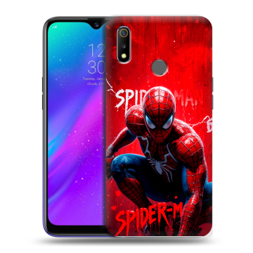 Силиконовый чехол на Realme 3 с принтом Spiderman Человек паук
