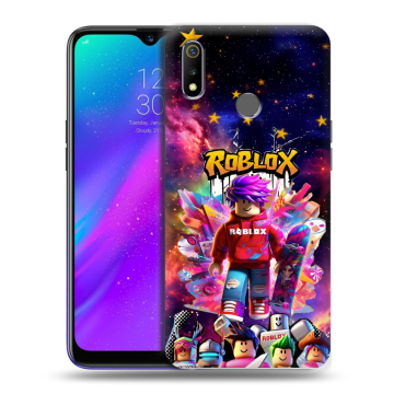 Силиконовый чехол на Realme 3 с принтом Roblox Роблокс