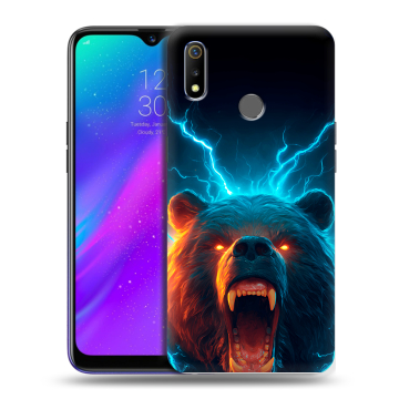 Силиконовый чехол на Realme 3 с принтом Медведь Силиконовый чехол на Realme 3 с принтом Медведь