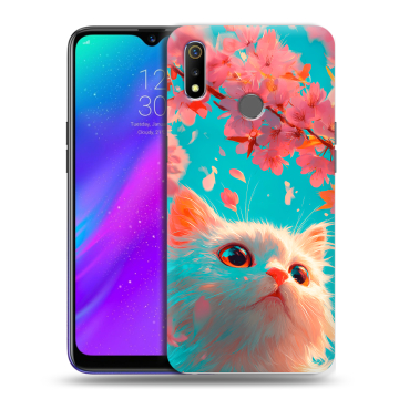 Силиконовый чехол на Realme 3 с принтом Красивый кот Силиконовый чехол на Realme 3 с принтом Красивый кот