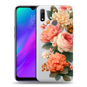 Силиконовый чехол на Realme 3 с принтом цветы Силиконовый чехол на Realme 3 с принтом цветы
