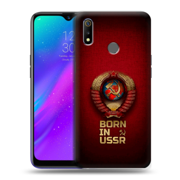 Силиконовый чехол на Realme 3 с принтом Флаг Герб СССР Силиконовый чехол на Realme 3 с принтом Флаг Герб СССР