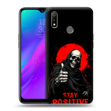 Силиконовый чехол на Realme 3 с принтом смешной скелет Силиконовый чехол на Realme 3 с принтом смешной скелет