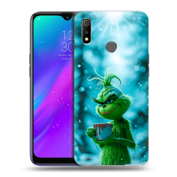 Силиконовый чехол на Realme 3 с принтом Новый год гринч Силиконовый чехол на Realme 3 с принтом Новый год гринч