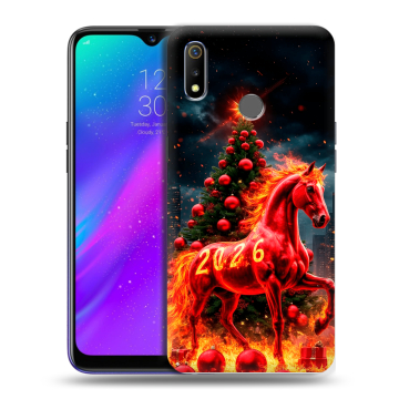 Силиконовый чехол на Realme 3 с принтом Новый год Силиконовый чехол на Realme 3 с принтом Новый год