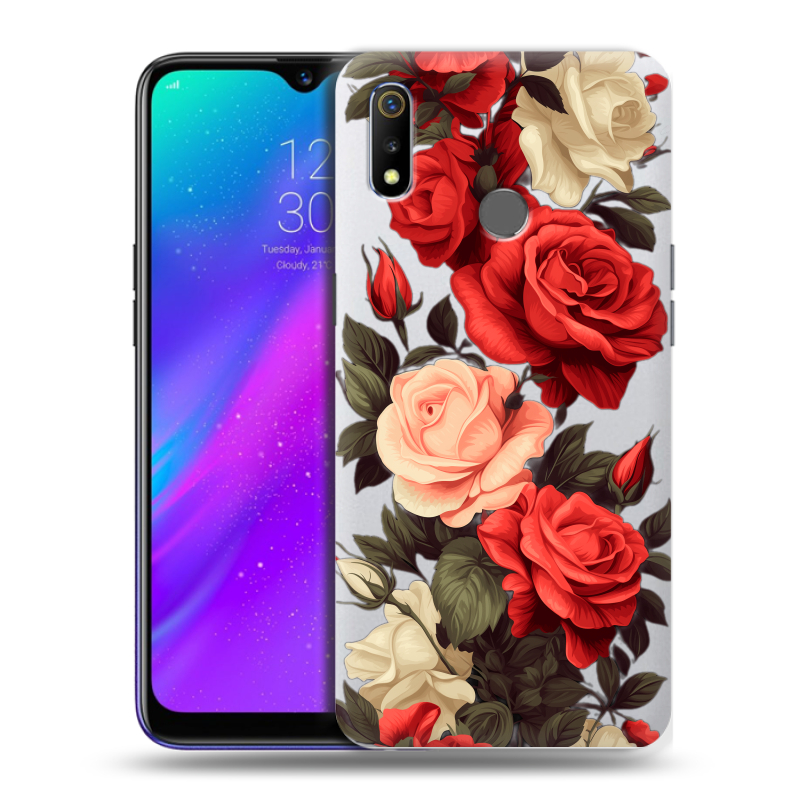 Силиконовый чехол на Realme 3 с принтом Розы Силиконовый чехол на Realme 3 с принтом Розы