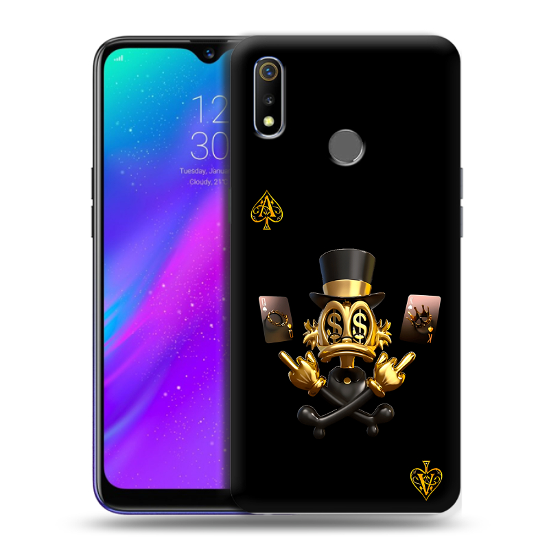 Силиконовый чехол на Realme 3 с принтом Золотой скрудж макдак Силиконовый чехол на Realme 3 с принтом Золотой скрудж макдак