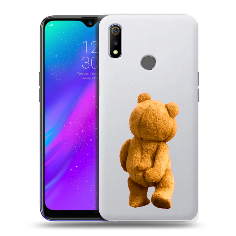 Силиконовый чехол на Realme 3 с принтом Медведь Силиконовый чехол на Realme 3 с принтом Медведь