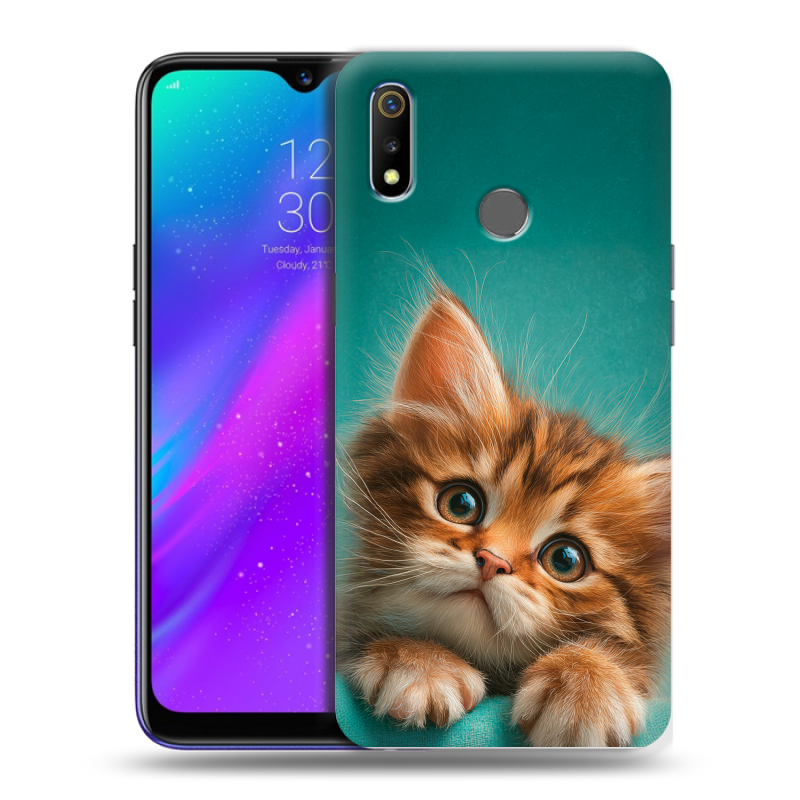 Силиконовый чехол на Realme 3 с принтом котенок Силиконовый чехол на Realme 3 с принтом котенок