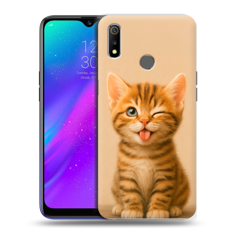 Силиконовый чехол на Realme 3 с принтом котенок Силиконовый чехол на Realme 3 с принтом котенок