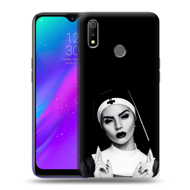 Силиконовый чехол на Realme 3 с принтом монашка Силиконовый чехол на Realme 3 с принтом монашка