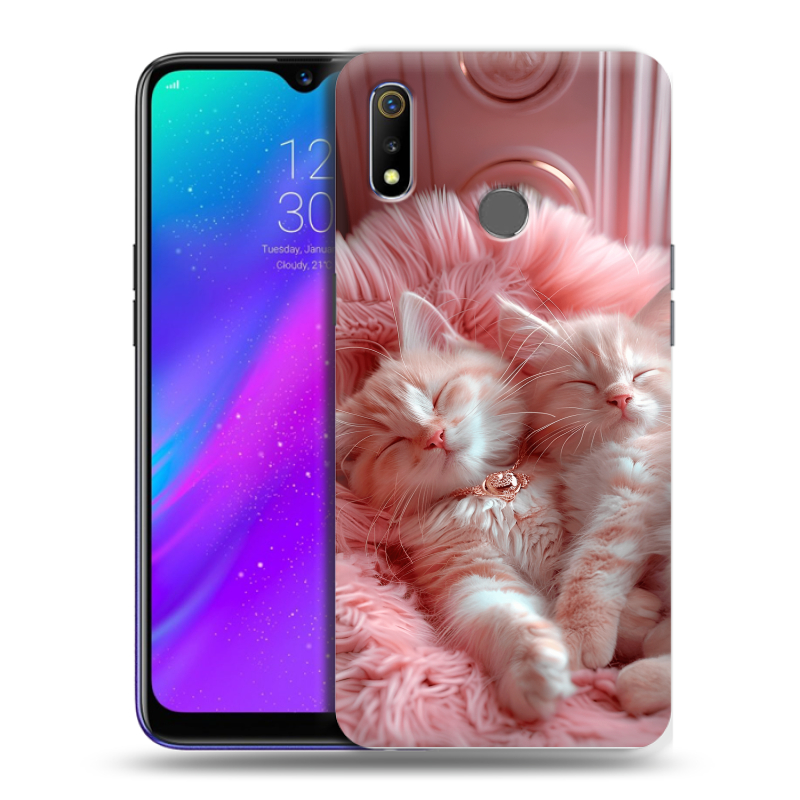 Силиконовый чехол на Realme 3 с принтом котята котики Силиконовый чехол на Realme 3 с принтом котята котики
