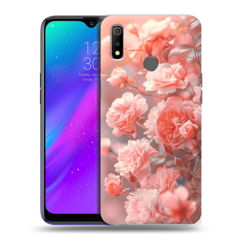 Силиконовый чехол на Realme 3 с принтом Розы цветы Силиконовый чехол на Realme 3 с принтом Розы цветы