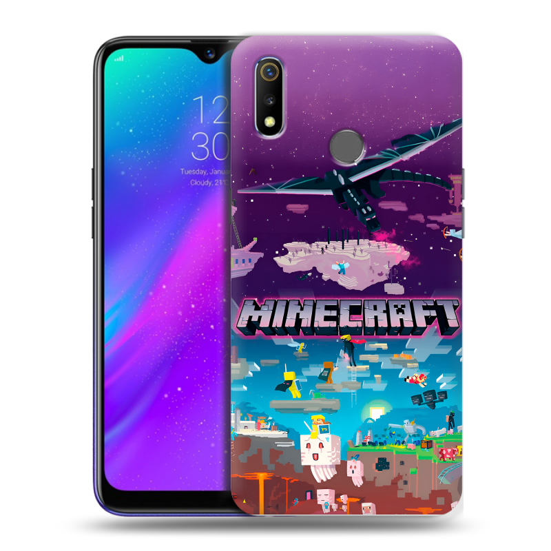 Силиконовый чехол на Realme 3 с принтом Майнкрафт Minecraft Силиконовый чехол на Realme 3 с принтом Майнкрафт Minecraft