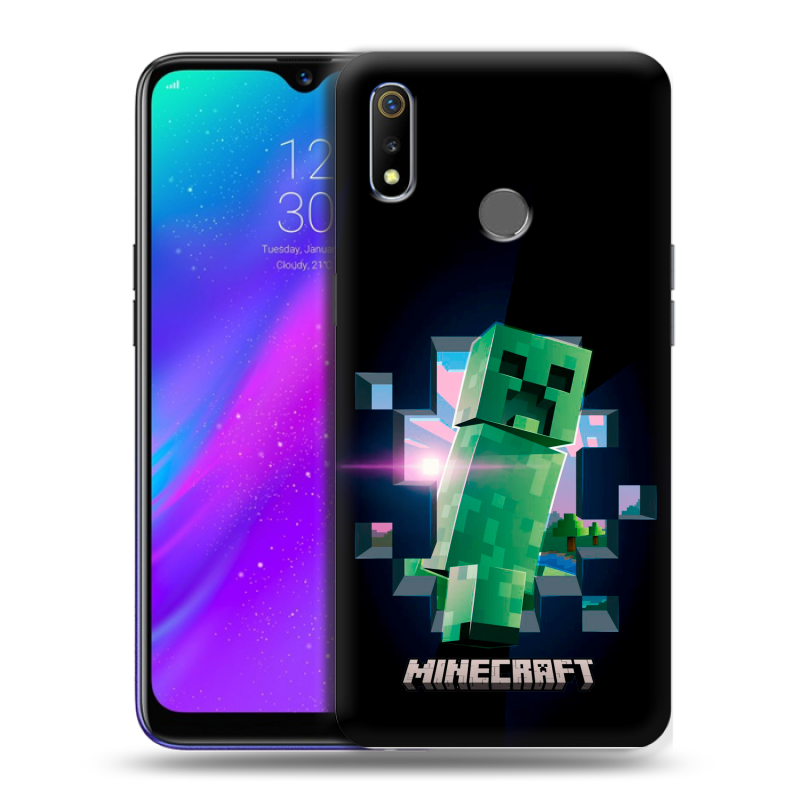 Силиконовый чехол на Realme 3 с принтом Майнкрафт Minecraft Силиконовый чехол на Realme 3 с принтом Майнкрафт Minecraft