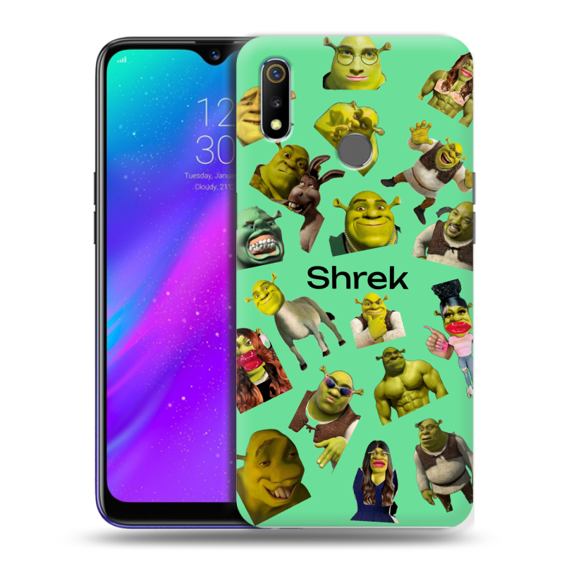 Силиконовый чехол на Realme 3 с принтом Шрек Shrek Силиконовый чехол на Realme 3 с принтом Шрек Shrek