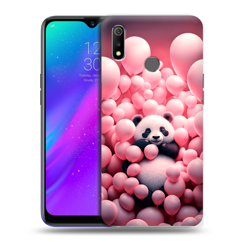 Силиконовый чехол на Realme 3 с принтом Панда Силиконовый чехол на Realme 3 с принтом Панда
