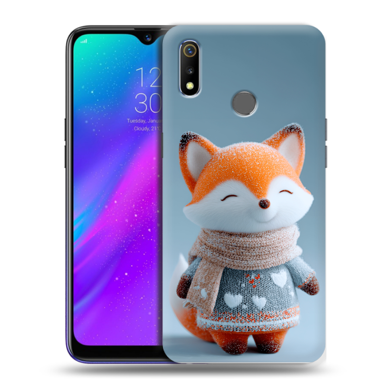 Силиконовый чехол на Realme 3 с принтом Лиса Силиконовый чехол на Realme 3 с принтом Лиса