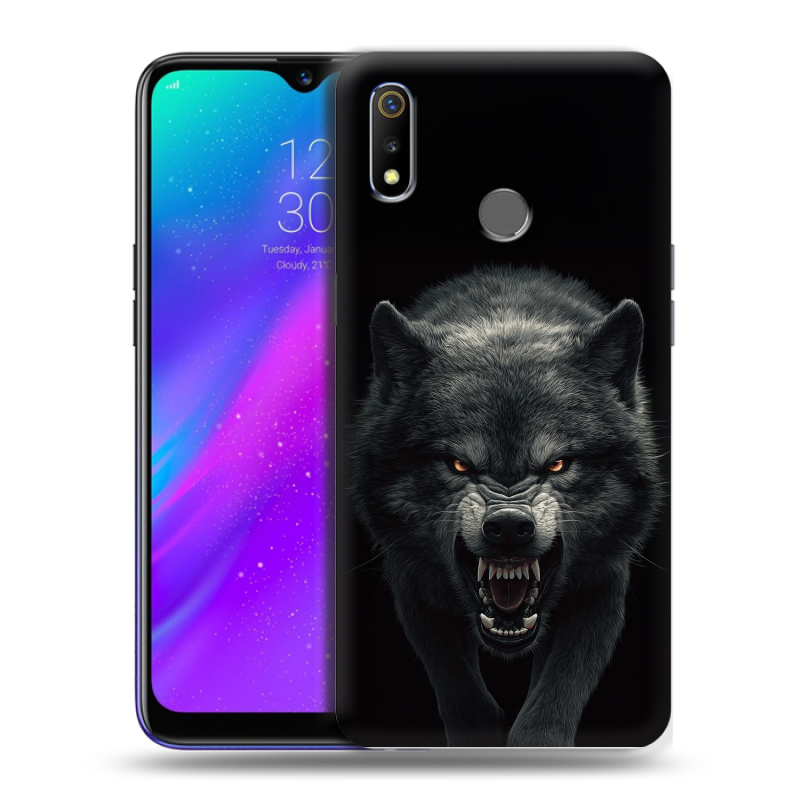 Силиконовый чехол на Realme 3 с принтом Волк Силиконовый чехол на Realme 3 с принтом Волк