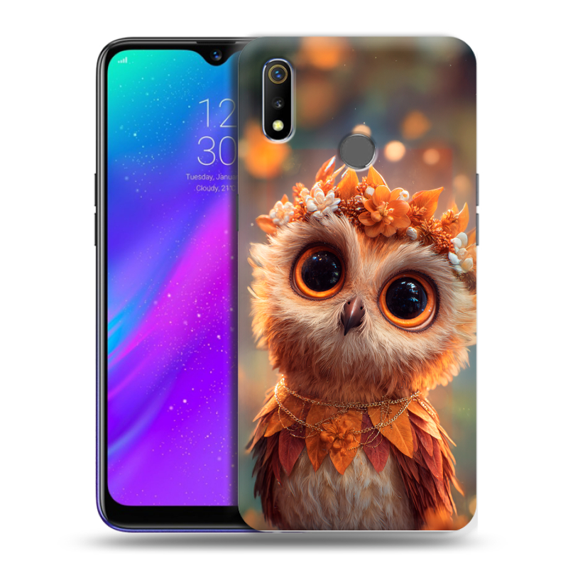Силиконовый чехол на Realme 3 с принтом Милая сова Силиконовый чехол на Realme 3 с принтом Милая сова