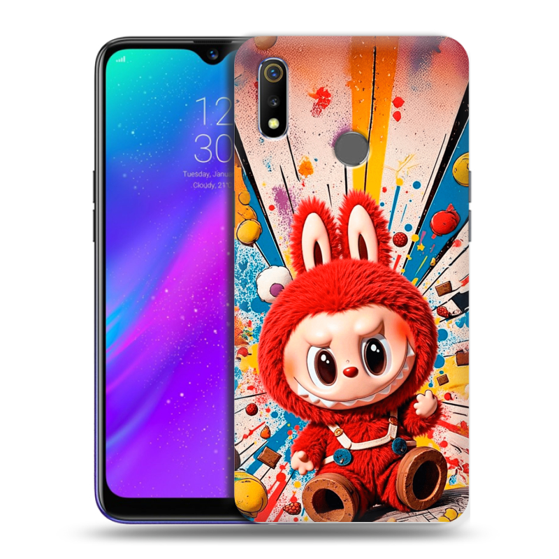 Силиконовый чехол на Realme 3 с принтом Labubu Лабубу Силиконовый чехол на Realme 3 с принтом Labubu Лабубу
