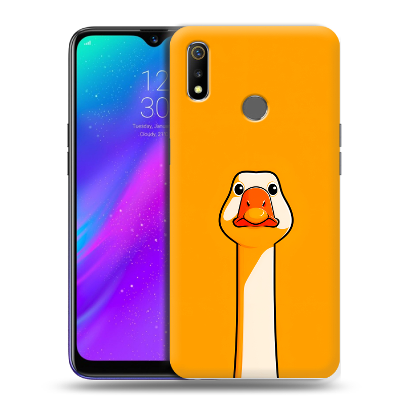 Силиконовый чехол на Realme 3 с принтом Смешная утка Силиконовый чехол на Realme 3 с принтом Смешная утка