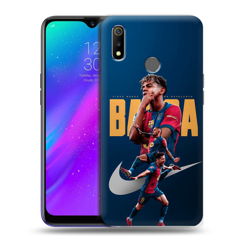 Силиконовый чехол на Realme 3 с принтом Барселона Barca Yamal Силиконовый чехол на Realme 3 с принтом Барселона Barca Yamal