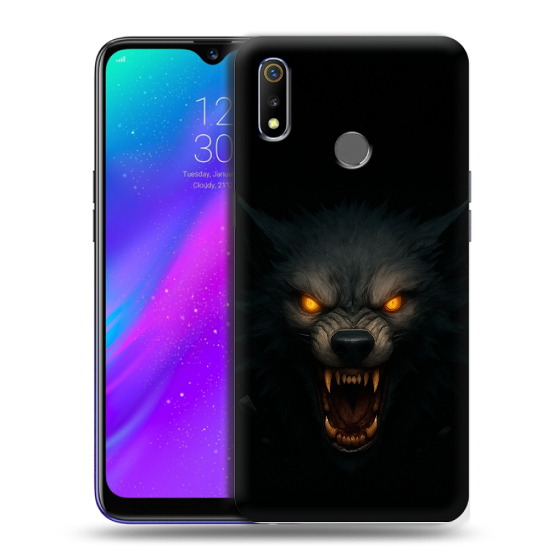 Силиконовый чехол на Realme 3 с принтом Волк Силиконовый чехол на Realme 3 с принтом Волк