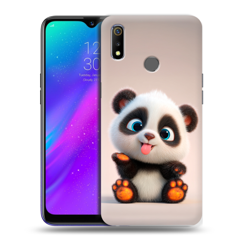Силиконовый чехол на Realme 3 с принтом милая панда Силиконовый чехол на Realme 3 с принтом милая панда