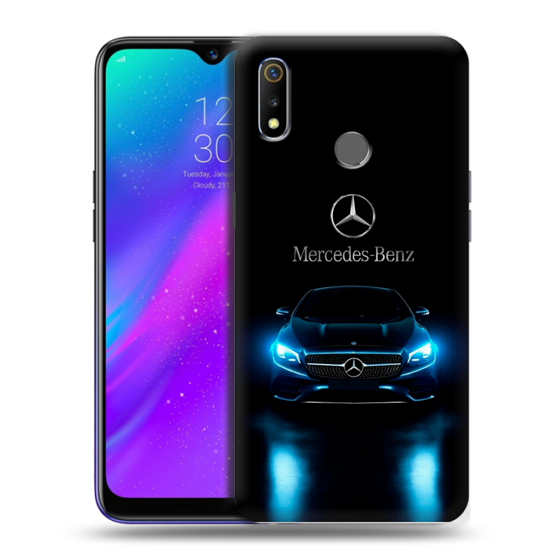 Силиконовый чехол на Realme 3 с принтом Mercedes Мерседес Силиконовый чехол на Realme 3 с принтом Mercedes Мерседес