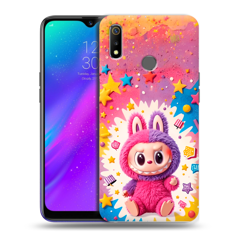 Силиконовый чехол на Realme 3 с принтом Labubu Лабубу Силиконовый чехол на Realme 3 с принтом Labubu Лабубу