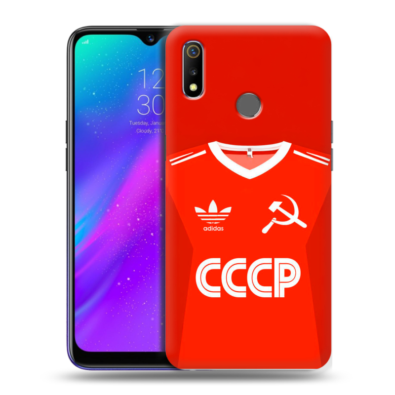 Силиконовый чехол на Realme 3 с принтом Флаг Герб СССР Силиконовый чехол на Realme 3 с принтом Флаг Герб СССР