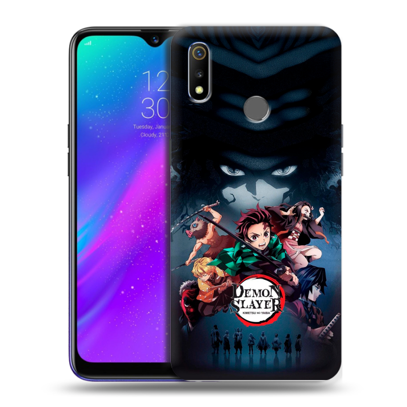 Силиконовый чехол на Realme 3 с принтом Demon Slayer Клинок рассекающий демонов Силиконовый чехол на Realme 3 с принтом Demon Slayer Клинок рассекающий демонов