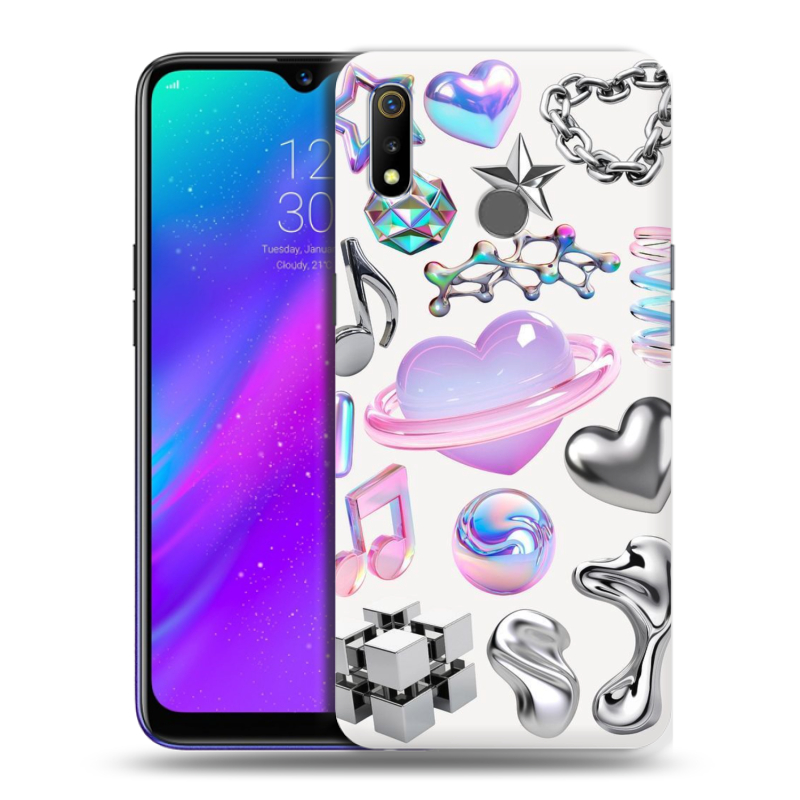 Силиконовый чехол на Realme 3 с принтом Y2K Силиконовый чехол на Realme 3 с принтом Y2K