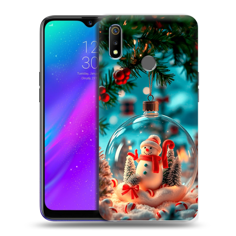 Силиконовый чехол на Realme 3 с принтом Новый год Силиконовый чехол на Realme 3 с принтом Новый год